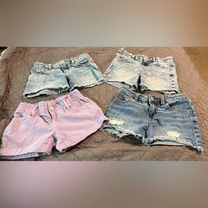 Girl’s Set of Four Denim and Pastel Shorts